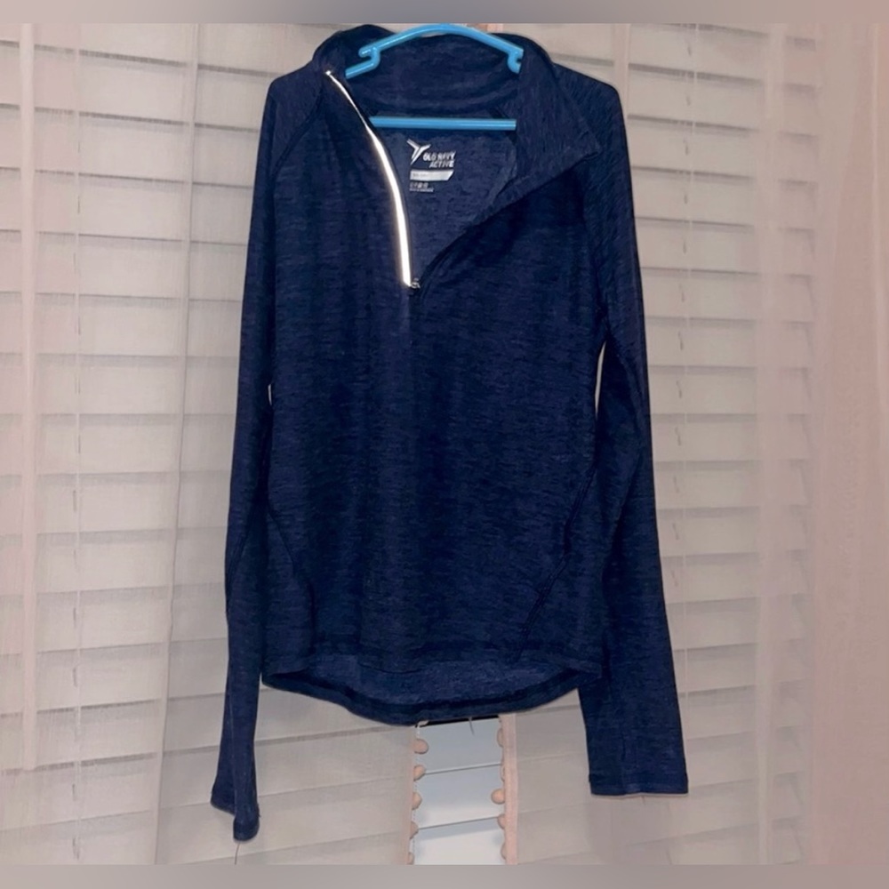 Old Navy Girls Navy Quarter Zip Long Sleeve Pullover Soft Cozy Size 6-7
